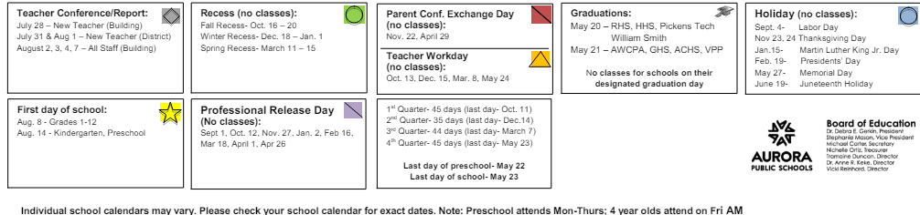 District School Academic Calendar Key for Rangeview High School