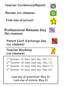 District School Academic Calendar Legend for Sixth Avenue Elementary School