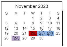 District School Academic Calendar for Aurora Hills Middle School for November 2023