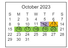 District School Academic Calendar for North Middle School for October 2023