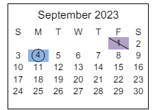 District School Academic Calendar for New America School for September 2023
