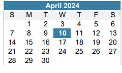 District School Academic Calendar for Summitt Elementary for April 2024