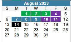 District School Academic Calendar for Reagan High School for August 2023