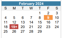 District School Academic Calendar for Travis County J J A E P for February 2024