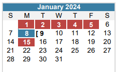 District School Academic Calendar for Mcbee Elementary for January 2024