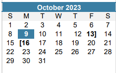 District School Academic Calendar for Reilly Elementary for October 2023