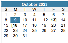 District School Academic Calendar for Mcbee Elementary for October 2023