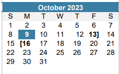 District School Academic Calendar for Small Middle School for October 2023