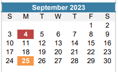 District School Academic Calendar for Aces- Alternative Center For Eleme for September 2023