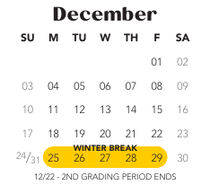 District School Academic Calendar for Pine Tree Elementary School for December 2023