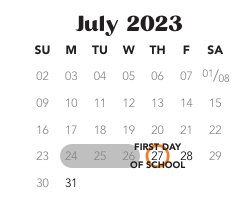 District School Academic Calendar for Pine Tree Elementary School for July 2023