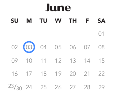 District School Academic Calendar for Pine Tree Elementary School for June 2024