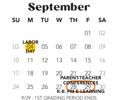 District School Academic Calendar for Pine Tree Elementary School for September 2023