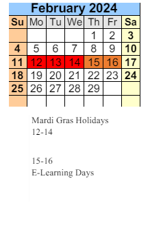 District School Academic Calendar for Elsanor School for February 2024