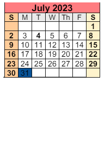 District School Academic Calendar for Elsanor School for July 2023