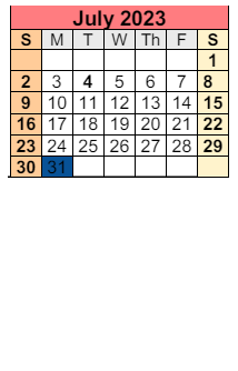 District School Academic Calendar for Pine Grove Elementary School for July 2023