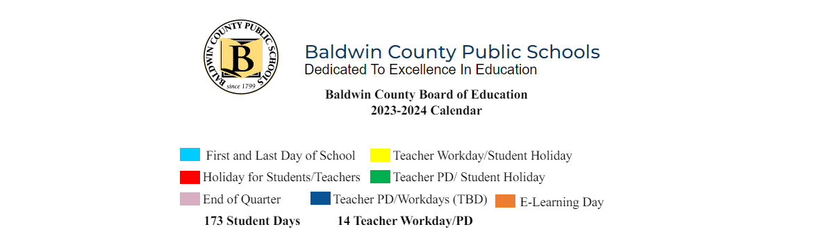 District School Academic Calendar Key for Elsanor School