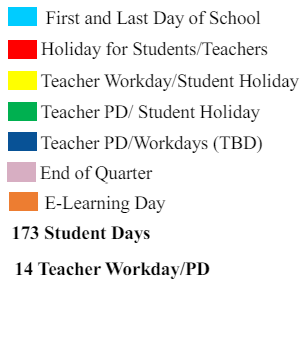 District School Academic Calendar Legend for Elsanor School