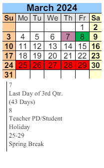 District School Academic Calendar for Elsanor School for March 2024