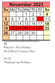 District School Academic Calendar for Rosinton School for November 2023