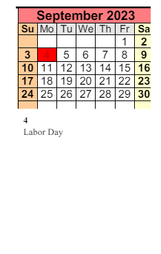 District School Academic Calendar for Rosinton School for September 2023