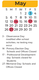 District School Academic Calendar for Cecil Elementary for May 2024