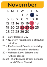 District School Academic Calendar for Cecil Elementary for November 2023