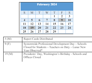District School Academic Calendar for Baltimore Highlands Elementary for February 2024