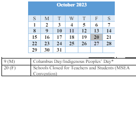 District School Academic Calendar for Baltimore Highlands Elementary for October 2023