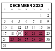 District School Academic Calendar for Parkside Elementary School for December 2023
