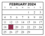 District School Academic Calendar for Parkside Elementary School for February 2024