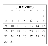 District School Academic Calendar for Parkside Elementary School for July 2023