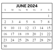 District School Academic Calendar for Parkside Elementary School for June 2024