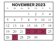 District School Academic Calendar for Parkside Elementary School for November 2023