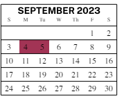 District School Academic Calendar for Parkside Elementary School for September 2023