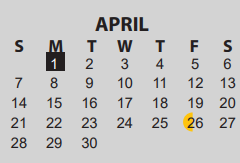 District School Academic Calendar for Odom Middle School for April 2024