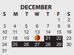 District School Academic Calendar for Fehl-Price Classical Academy for December 2023