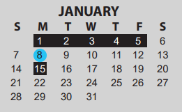 District School Academic Calendar for Bingman Head Start for January 2024