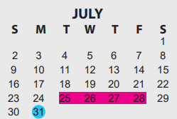 District School Academic Calendar for Fehl-Price Classical Academy for July 2023