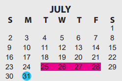 District School Academic Calendar for Odom Middle School for July 2023