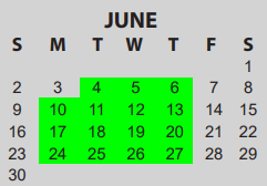 District School Academic Calendar for Regina Howell Elementary for June 2024