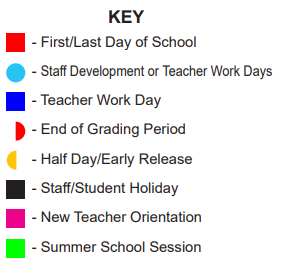 District School Academic Calendar Legend for Fehl-Price Classical Academy