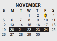 District School Academic Calendar for M J Frank Planetarium for November 2023