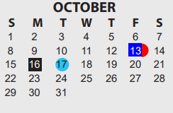 District School Academic Calendar for West Brook Sr High School for October 2023