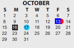 District School Academic Calendar for Bingman Head Start for October 2023