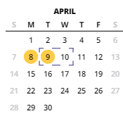 District School Academic Calendar for Oak Hills Elementary School for April 2024