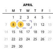 District School Academic Calendar for Mountain View Middle School for April 2024