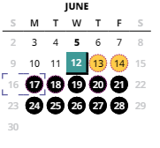 District School Academic Calendar for Mountain View Middle School for June 2024