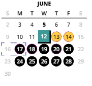 District School Academic Calendar for Hazeldale Elementary School for June 2024