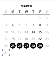 District School Academic Calendar for Merlo Station Night School for March 2024